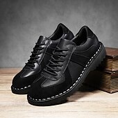 abordables Occasionnel-Homme Derby Marche ancien Affaires Occasionnel Quotidien Daim Cuir fendu Confortable Antidérapant À lacets Gris&amp;Blanc Noir Printemps
