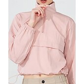baratos Moletom &amp; Suéter-Mulheres Jaqueta de Corrida Capa de Chuva Bolso Com Zíper Leve Manga Longa Blusas Outono Prova-de-Água A Prova de Vento Secagem Rápida Umidade do pavio Pilates Corrida Ioga Roupa de esporte Roupas