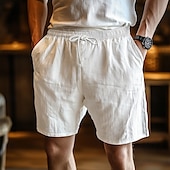 preiswerte Retro-Herren Shorts Sommershorts Strandshorts Baggy-Shorts Elastischer Bund Kordelzug Gerader Schnitt Einfach Komfort Atmungsaktiv Knielang Outdoor Lässig Täglich Urlaub Ethno-Stil Schwarz Weiß Unelastisch