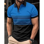 cheap Men&#039;s Classic Polo-Men&#039;s Golf Shirt Golf Polos Shirts Work Casual Lapel Short Sleeve Basic Modern Striped Buttons Summer Regular Fit White Pink Red Royal Blue Green Khaki Golf Shirt