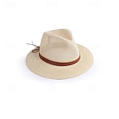 voordelige Feesthoeden-Zomerse cowboyhoed met grote rand, gebreid met net, platte rand, bescherming tegen de zon, opvouwbare herenhoed, strandhoed, casual