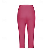 baratos Leggings lisas-Mulheres Calças Capri Leggings Moda Casual Comprimento da panturrilha Cintura Média Tecido Cintura elástica Confortável Respirabilidade Com Stretch Férias Rua Roupa Diária Amarelo Claro Vinho