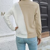 preiswerte Grafische Muster und Details-Damen Pullover Lässig Farbblock Grobstrick Rundhalsausschnitt Gestrickt Langarm Normale Oberteile Stricken Täglich Ferien Ausgehen Rosa Blau Herbst Winter