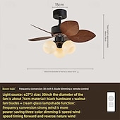 billige Lamper til takvifte-Takvifte med lys Takvifte i tre med lys Stille, vendbar DC-motor med 3 blader for gårdshus, stue, soverom, kontor