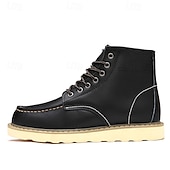 cheap Work Boots-Men&#039;s Brown Lace-up Work Boots with Contrast Stitching and Cushioned Sole, Classic Casual Style for Outdoor Work, Hiking and Daily Wear