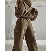 abordables Chándales-Mujer Tracksuit Pantalones Deportivo Pantalones de chándal Encaje Bolsillo Color sólido Trajes de Yoga Otoño Magenta Negro Gimnasio Ropa Deportiva Corriendo Mantiene abrigado Resistente al Viento