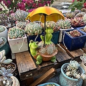 abordables Luces de paisaje-1 lámpara decorativa de resina con forma de tortuga solar impermeable para exteriores, con forma de rana y paraguas, para patio, jardín, parque, césped, sendero, luces de observación paisajísticas.