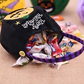 baratos Decorações de Halloween Penduradas e de Mesa-Saco de doces de abóbora de Halloween com 4 peças para crianças, sacola redonda para doces ou travessuras com chapéu, sacola de presente reutilizável para suprimentos e decorações de festa de