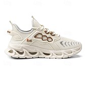 billige Sneakers til herrer-gule herresneakers med flammedesign, lett, pustende overdel, komfortabel passform for løping, trening og hverdagsbruk