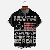 ieftine Model de steag-Ziua Independenței Bărbați Steagul SUA Noi oamenii Patriotic Cămașă Cămașă de vară Camașă cu nasturi Manșon scurt Moda Casual Concediu Vară Primăvară Răsfrânt Imprimare 3D cămăși cu guler Un buzunar
