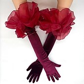 cheap Gloves-Velvet Elbow Length Glove Elegant With Ruffles Wedding / Party Glove
