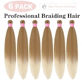 economico Capelli all&#039;uncinetto-Extension per capelli intrecciati biondi pre-allungati, confezione da 6 da 20 pollici, trecce sintetiche con texture morbida yaki, trecce all&#039;uncinetto, pre-allungate, con effetto sfumato, per donne.