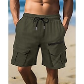 economico Vacanza-Per uomo Pantaloncini cargo Shorts Pantaloncini Estivi Coulisse Elastico in vita Multi-tasche Semplice Comodità Indossabile Lunghezza al ginocchio All&#039;aperto Sport Quotidiano Moda Casual Nero Marrone