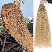 preiswerte Haare häkeln-Mikro-brasilianische Zöpfe, lockiges Häkelhaar, 24 Zoll, wassergewelltes Häkelhaar, afro-verworrenes lockiges rotes Flechthaar, Haarverlängerungen, tief gewelltes synthetisches Häkelhaar für Frauen