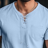 levne Ležérní tričko Henley-Pánské Tričko Henley Tričko Top Krátký rukáv Pevná barva Bez vzoru Jednobarevné Módní Designové Základní kravata vpředu Do V Dovolená ulice Ležérní Léto Černá Bílá Vodní modrá Tričko Henley