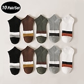 cheap Men&#039;s Socks-Men&#039;s 10 Pairs Multi Packs Socks Crew Socks Running Socks Casual Socks Black White Color Color Block Vacation Sports &amp; Outdoor Daily Basic Medium Spring Fall Fashion Casual
