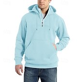 economico felpe con cappuccio da uomo di base-Per uomo Felpa con cappuccio e zip Felpa con cappuccio Felpa con zip Nero Vino Blu marino Blu Verde scuro Con Cappuccio Semplice Con zip Tasca Frontale Zip a un quarto Sport &amp; Outdoor Casuale