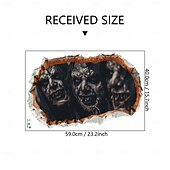 cheap Halloween Stickers-Halloween Wall Decal Sticker 3D Scary Breakthrough Skeleton and Zombie Design, Self-Adhesive Wall Decor for Bedroom and Living Room Holiday Decoration