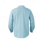 economico Camicie di lino-Per uomo Camicia Camicia di lino Camicia casual Camicia con Bottoni Camicia di cotone Semplice Vacanza Camicia hawaiana Nero Bianco Cachi Azzurro Manica Lunga Colletto alla coreana Primavera Autunno