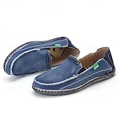 economico Slip-ons e mocassini da uomo-Mocassini da uomo in denim blu con bordo sfrangiato, scarpe casual leggere slip-on per le uscite del fine settimana, le passeggiate estive e il comfort quotidiano