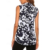 economico Camicia Donna-Per donna Grafico Geometrico Maglietta sportiva Polo da golf Maglia da tennis Senza Maniche Cerniera Alta elasticità Traspirante Tennis Golf Pickleball Collo ripiegato Collo con zip Maglietta Top