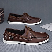 economico Casuale-scarpe da barca da uomo bicolore nere e bianche con design classico allacciato, comode ed eleganti, ideali per gite in spiaggia, abbigliamento casual ed eventi estivi