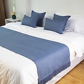 billige Sengetøy tilbehør-sengeløper sengeskjerf, teksturert dekorativt sengeskjerf i lin til hjemmet, hotell sengetepper, skjerfbeskyttelse, moderne, solid sengeløper til fotenden av sengen, sengeteppe til soverommet