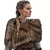 preiswerte Umhänge &amp; Mäntel-Retro Vintage Mittelalterlich Maskerade Kunstpelz-Schal Wikinger Damen Vikinger Karneval Neujahr Maskerade Party &amp; Abend Erwachsene Schal Herbst Winter