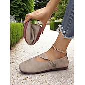 abordables Ballerines femme-Ballerines Mary Jane rétro larges pour femmes avec bride boutonnée, chaussures vintage confortables pour les promenades quotidiennes et les sorties à la ferme