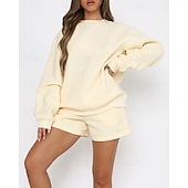 女性用 トラックスーツ プルオーバースウェットシャツ スウェットショーツ レース ソリッド スーツウェア 秋 Темный хаки ブラック ジム アスレイジャー ランニング 防風 長袖 スポーツ アクティブウェア 伸縮性あり レギュラー お買い得  トラックスーツ-女性用 トラックスーツ プルオーバースウェットシャツ スウェットショーツ レース ソリッド スーツウェア 秋 Темный хаки ブラック ジム アスレイジャー ランニング 防風 長袖 スポーツ アクティブウェア 伸縮性あり レギュラー