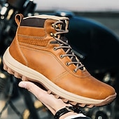 tanie Buty trekingowe-brązowe buty motocyklowe dla mężczyzn z podparciem kostki i wytrzymałą podeszwą, wytrzymały design na zewnątrz dla motocyklistów, na weekendowe wycieczki i eksplorację miejską