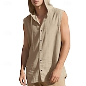 preiswerte Fitness Tank-Tops-Herren Tank Top Weste Unterhemd Ärmelloses Shirt Ärmellos Mit Kapuze Sommer Einfach Mode Designer Basic Knöpfe Urlaub Straße Ausgehen Schwarz Weiß Gelb Top T-Shirt für Herren