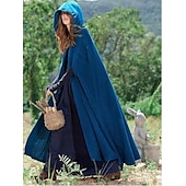 abordables Capas &amp; Capa-Retro Antiguo Medieval capa con capucha Chales Feria del Renacimiento Vikingo Ranger élfico Mujer Celta Vikingo Fantasía Víspera de Todos los Santos Mascarada Fiesta / Noche LARP Feria Ren Adulto Capa