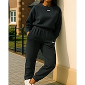 Недорогие спортивные костюмы-Жен. Спортивный костюм Штаны Свитер-свитшот Карман Однотонный Наборы одежды Весна Белый Темно-серый Тренажерный зал Тренировки Бег С защитой от ветра Длинный рукав Спорт Спортивная одежда