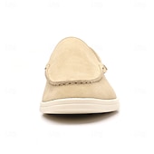 voordelige Hereninstappers &amp; loafers-Lichtblauwe instappers voor heren – ademende platte schoenen van imitatiesuède met gedempte zool voor lente-outfits, dagelijkse woon-werkverkeer en ontspannen stadswandelingen