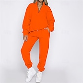 abordables Chándales-Mujer Tracksuit Pantalones Deportivo Sudadera tipo jersey Correa Bolsillo con cremallera Color sólido Trajes de Yoga Otoño Negro Azul cielo Gimnasio Rutina de ejercicio Deportes Resistente al Viento