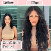 baratos Clip nas extensões-Clip in extensões de cabelo para mulheres 6 peças clip ins longo ondulado cacheado extensão de cabelo sintético de 16 polegadas grossos apliques