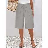 economico Pantaloncini-Per donna Chinos Shorts Essenziale Casual Lunghezza al ginocchio Vita Alta Semplice Fascia Elastica Comodo Morbido Confortevole Micro-elastico All&#039;aperto Streetwear Nero Arancione Verde Cachi Estate