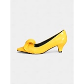 abordables Escarpins femme-Escarpins à bout pointu et nœud vert foncé pour femme – talons mi-hauts en cuir verni, style vintage pour le travail, les fêtes et les occasions habillées