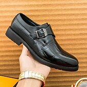 abordables Officiel-Chaussures habillées à boucle en similicuir marron pour homme avec motif crocodile – chaussures habillées élégantes pour le bureau et les événements professionnels