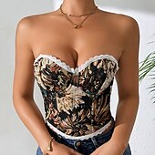 olcso fűző-Retró Középkori Reneszánsz Fűző Prsluk Bustier Virágos Jacquardszövet Jelmez Női Kelta Fantasy Mindszentek napja Farsang Parti Alkalmi / Napi LARP Felnőttek Fűző