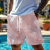 billiga 3d sweatshorts för män-Herr Palmblad Tropiska växter Våffelshorts Svett shorts Casual shorts Medium Midja Mode Casual Semester Joggning Träningspass Elastisk dragsko i midjan Shorts med fickor Designer Kläder