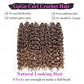 abordables Crocheter les cheveux-Extensions de cheveux synthétiques bouclés pré-bouclés de 18 pouces pour femmes noires - boucles gogo/boucles de plage/océan/eau/ondes profondes au crochet, 8 paquets de cheveux synthétiques sans