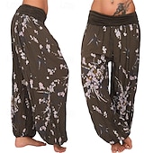 billiga breda ben och hög midja-Dam Byxor Harem byxor Palazzo byxor Mode Boho Fullängd Medium Midja Mönster Elastisk midja Bekväm Microelastisk Gata Dagliga kläder Utekväll Vit Gul Ljusgrön Rosa Sommar Vår Normal