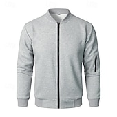 preiswerte Lässige Jacken-Herren Leichte Jacke Freizeitjacke Urlaub Täglich Tasche Frühling Herbst Einfach Mode Klassisch Stehkragen Regulär Schwarz Blau Grau Jacken