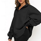 זול הודו ו sweatshirt-בגדי ריקוד נשים אחיד חולצת ספורט תעצור בצד סתיו רבע מיקוד שרוול ארוך בגדי ספורט ומנוחה עמיד לחות וויק טניס גולף ריצה משמש שחור לבן בגדי ספורט לבוש אקטיבי