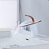 abordables Robinets de lavabo-Robinet de lavabo - Cascade Finitions peintes Ensemble central Poignée unique à un trouBath Taps