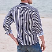economico Camicie eleganti da uomo-Per uomo Camicia elegante Camicia button-down Camicia a righe Camicia con Colletto A righe Formale Matrimonio Bianco + rosso Bianco + azzurro Blu navy + nero Blu navy + rosso Manica Lunga Tutte le
