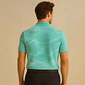 お買い得  メンズ ジオメトリック ポロ-男性用 抽象的 ライン ポロ 半袖 ポロシャツ ラペル ビジネスカジュアル ビジネス アスレイジャー ボタン 3Dプリント 夏 ブルー
