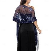 abordables Chales-Cubiertas de Boda Elegantes sin Mangas de Encaje para Mujeres con Lentejuelas para Bodas de Verano